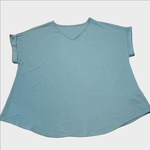 Women's SHEIN Curve Teal Short Sleeve V-Neck Tee 2XL